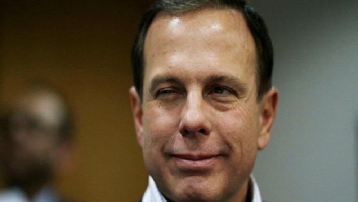 Sao Paulo’s Mayor Joao Doria reacts during a meeting of the PSDB in Brasilia